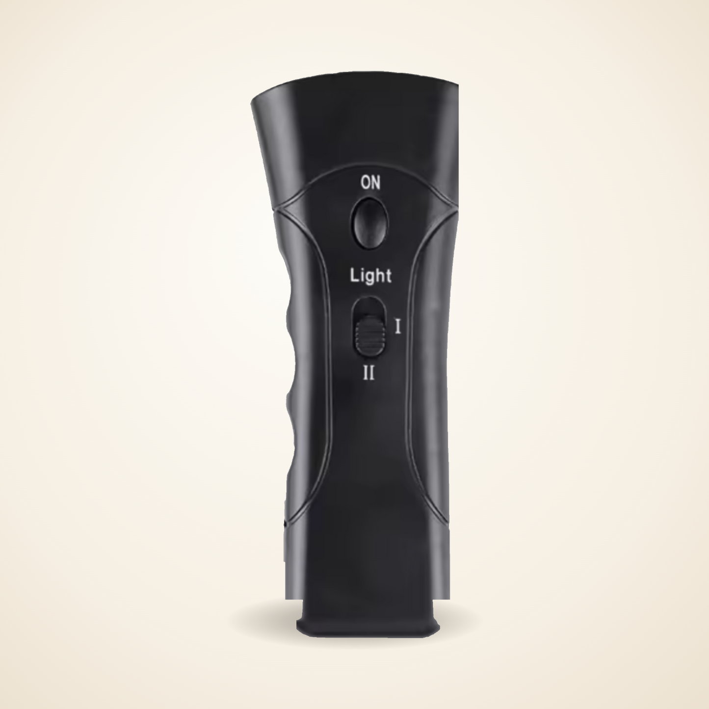 Caelova ultrasonic bark deterrent — black handheld device with ON button and Mode I/II intensity switch